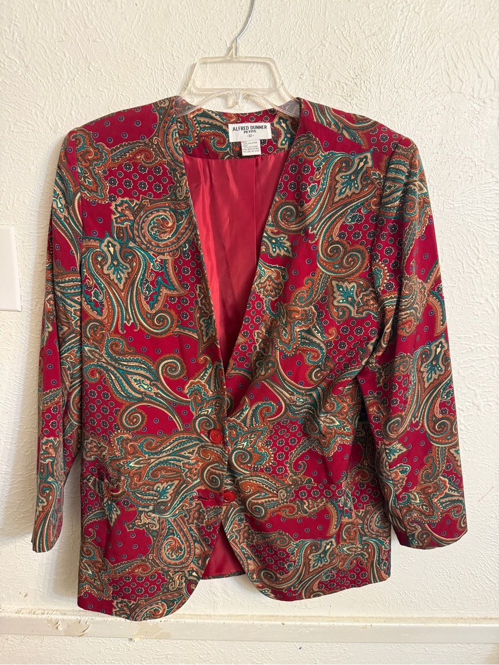Vintage Alfred Dunner Women's Red Paisley Blazer